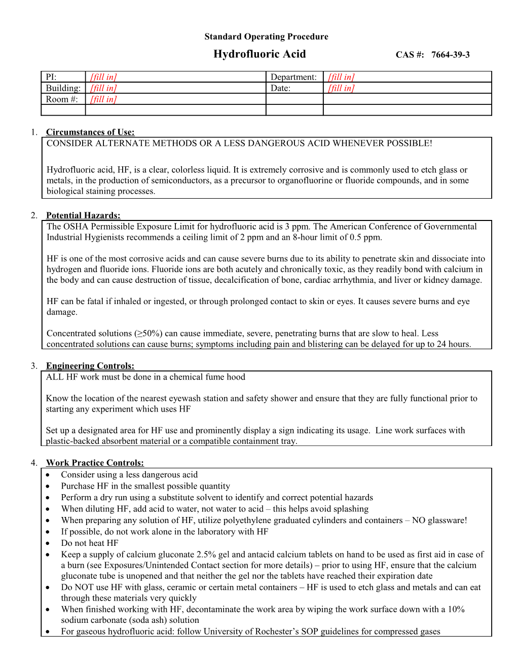 Osmium Tetroxide SOP Template