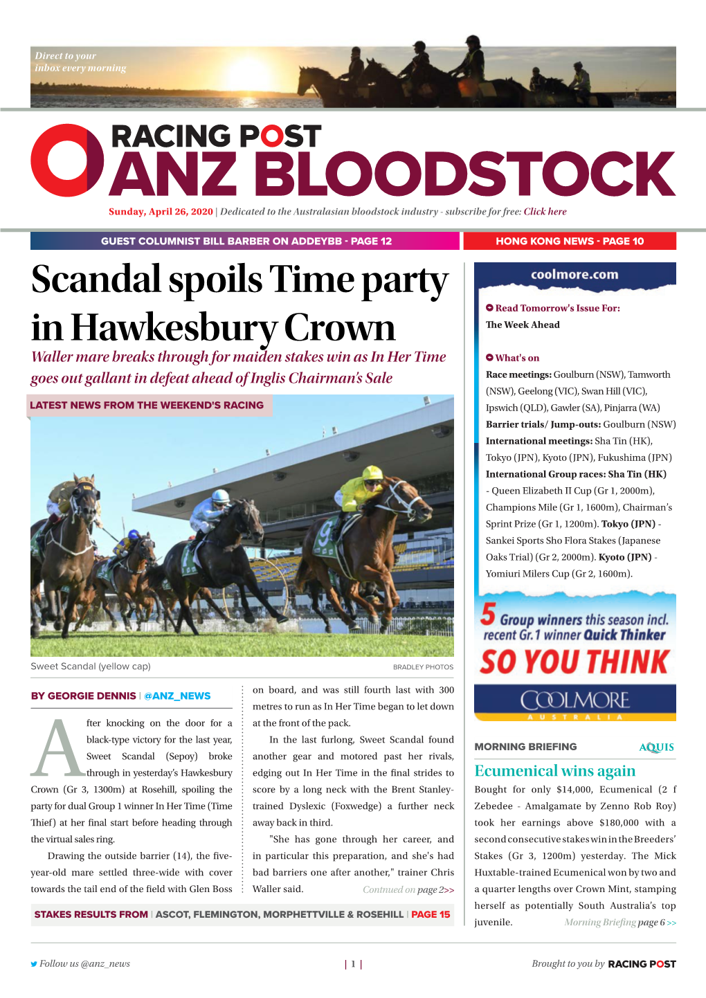 Scandal Spoils Time Party in Hawkesbury Crown | 2 | Sunday, April 26, 2020