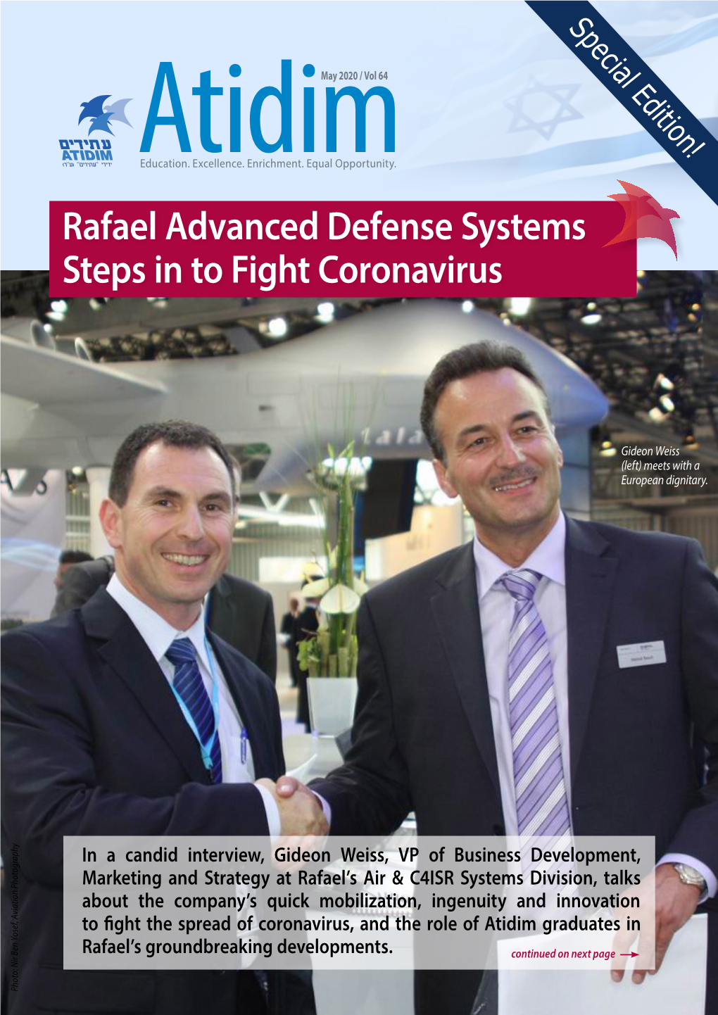 Rafael Advanced Defense Systems Steps in to Fight Coronavirus