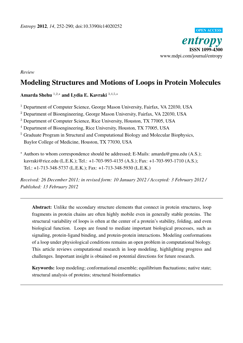 Modeling Structures and Motions of Loops in Protein Molecules