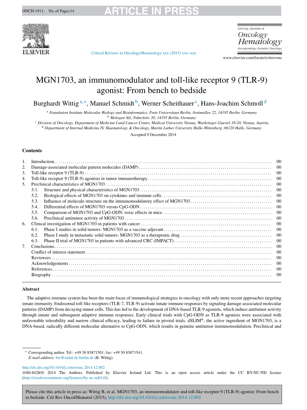 MGN1703, an Immunomodulator and Toll-Like Receptor 9 (TLR-9)