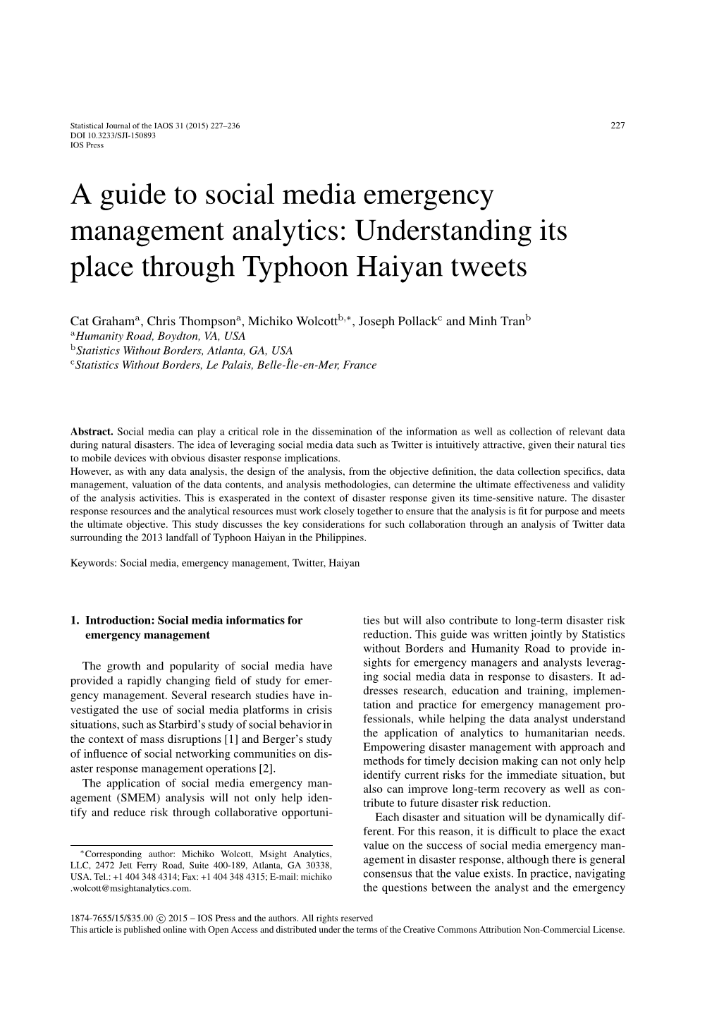 A Guide to Social Media Emergency Management Analytics: Understanding Its Place Through Typhoon Haiyan Tweets