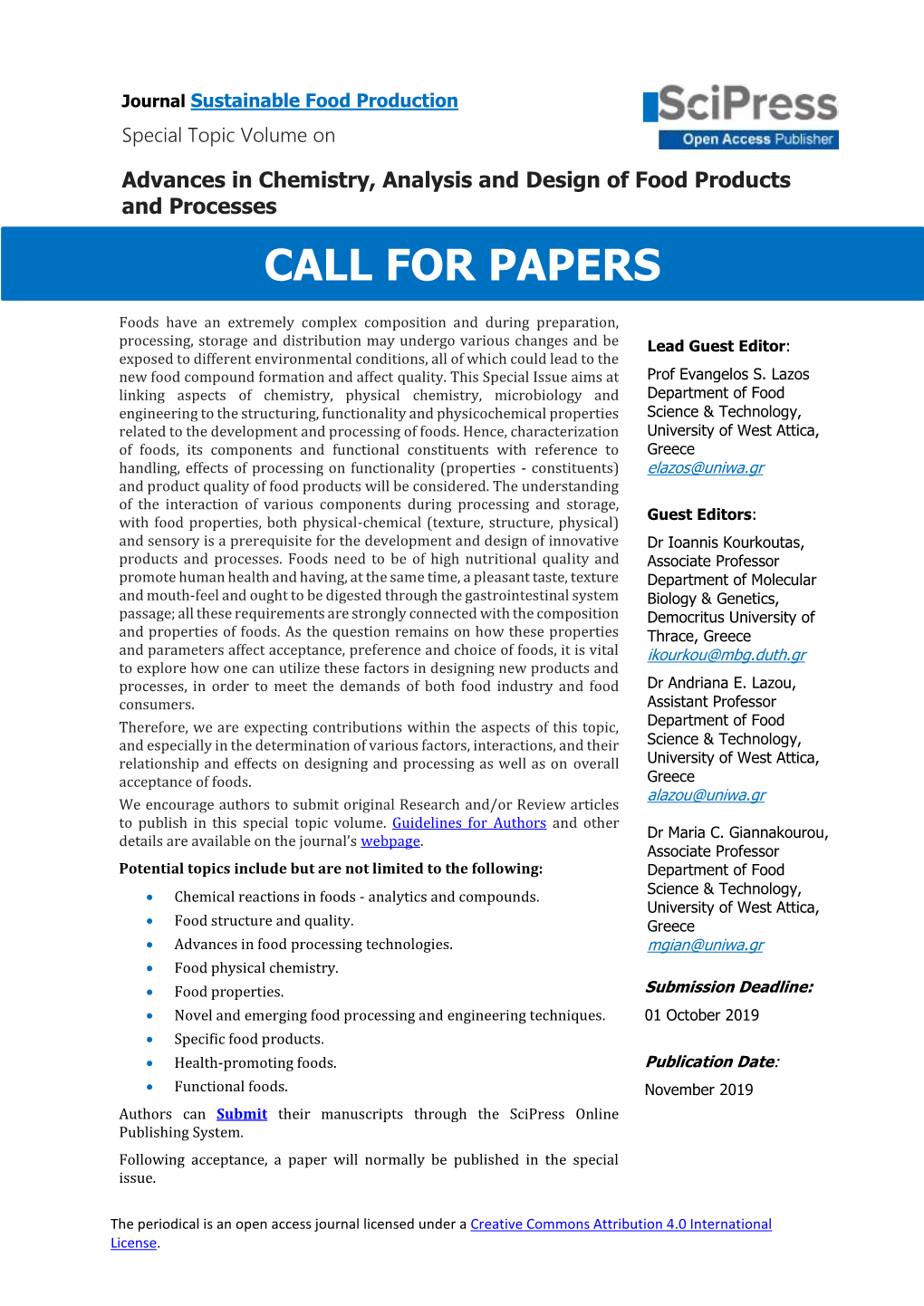 PDF Call for Papers