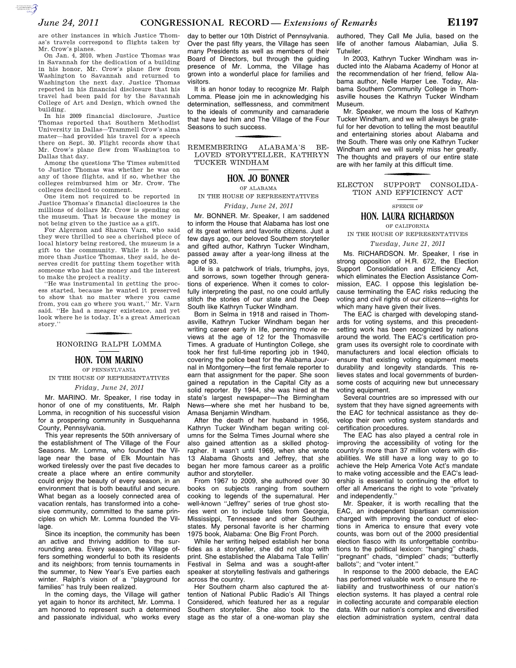 CONGRESSIONAL RECORD— Extensions of Remarks E1197 HON