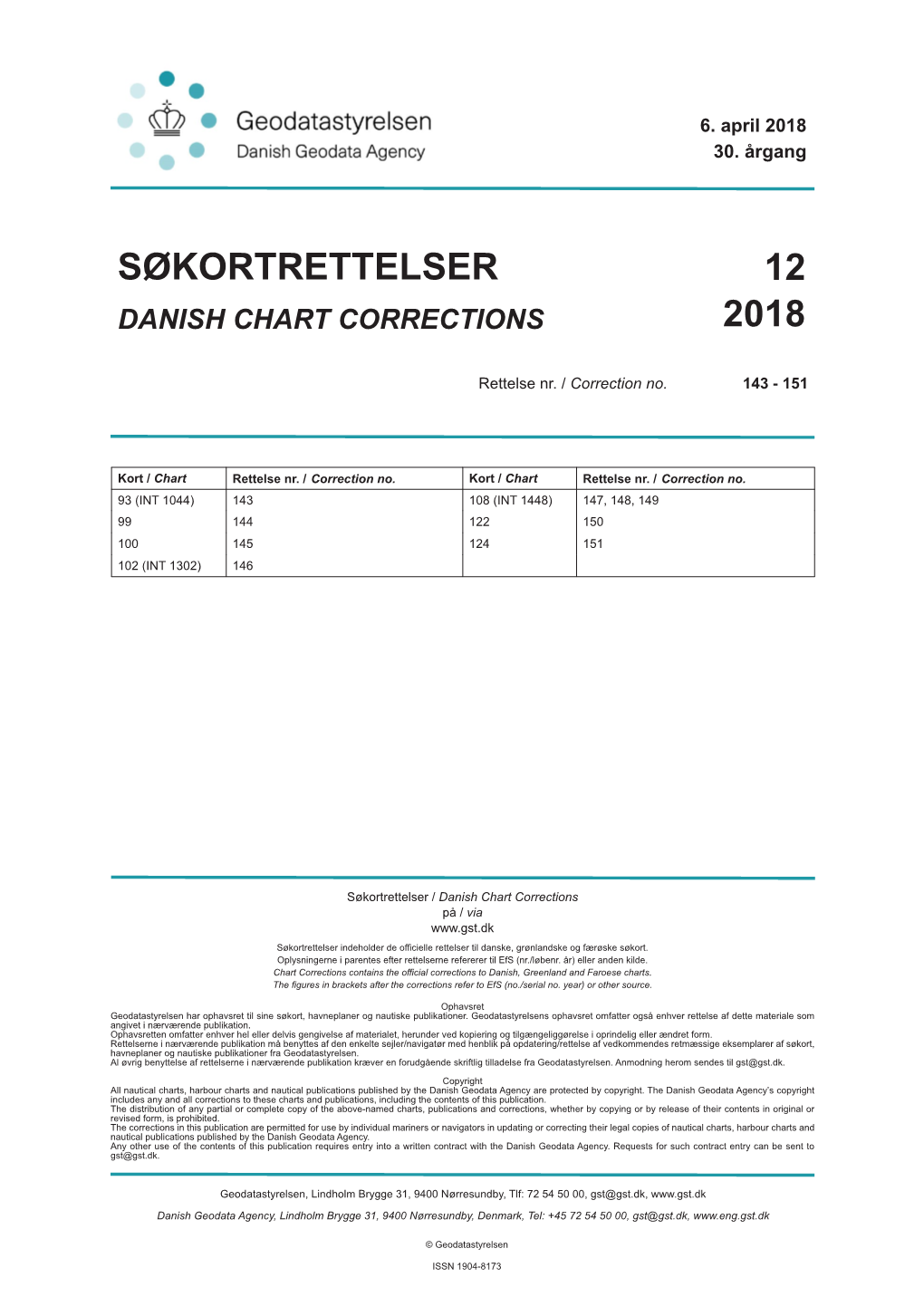 Søkortrettelser 12 2018 Danish Chart Corrections