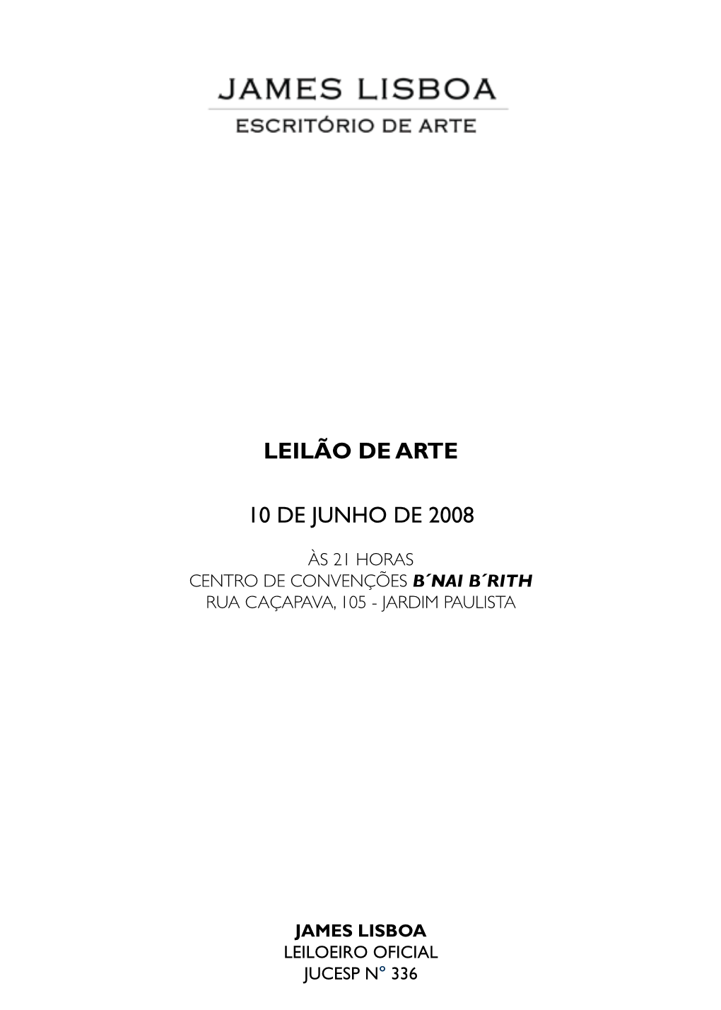 LEILÃO DE ARTE 10 De JUNHO De 2008