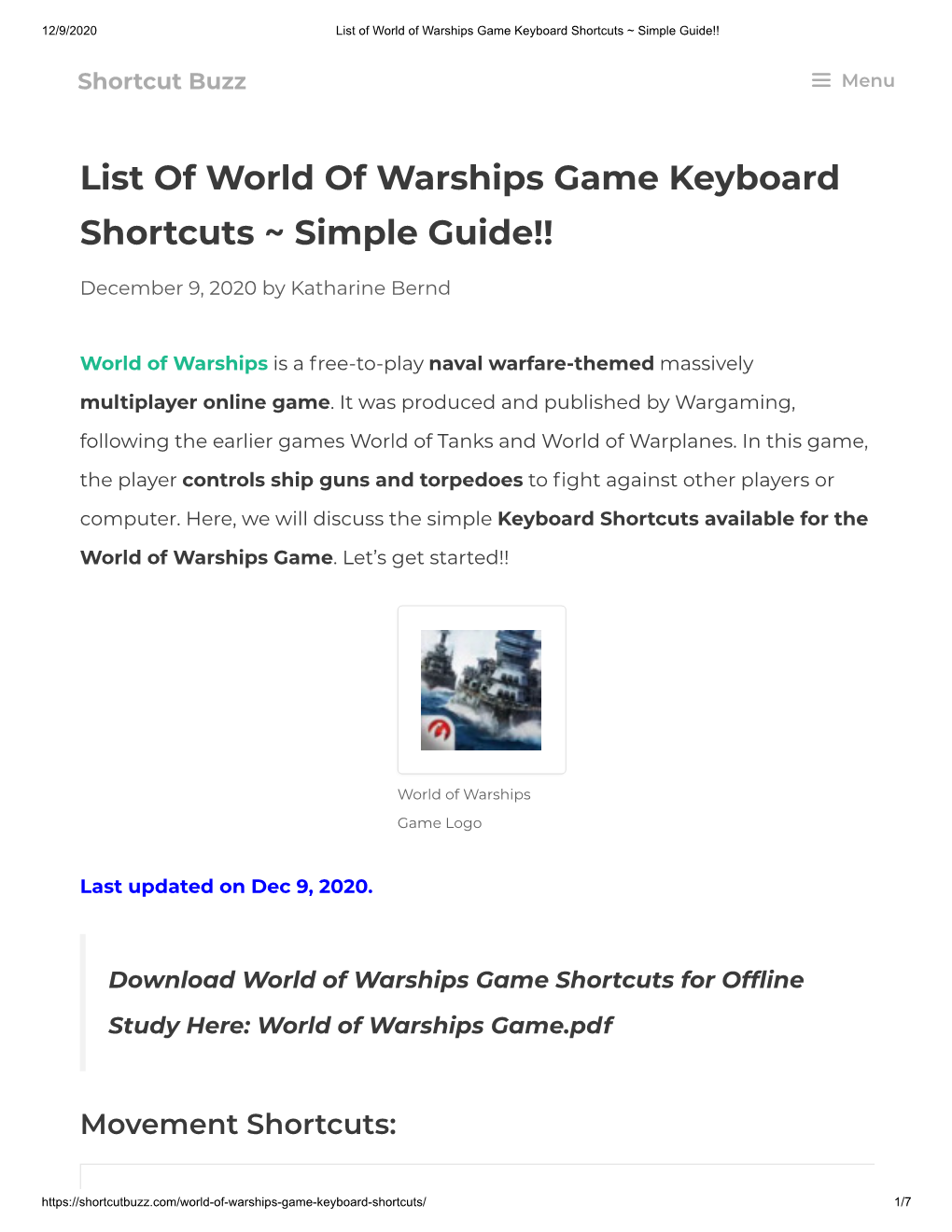 List of World of Warships Game Keyboard Shortcuts ~ Simple Guide!!