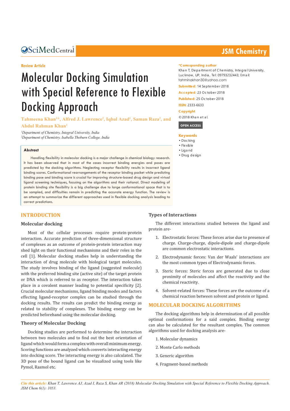Molecular Docking Simulation with Special Reference to Flexible Docking Approach