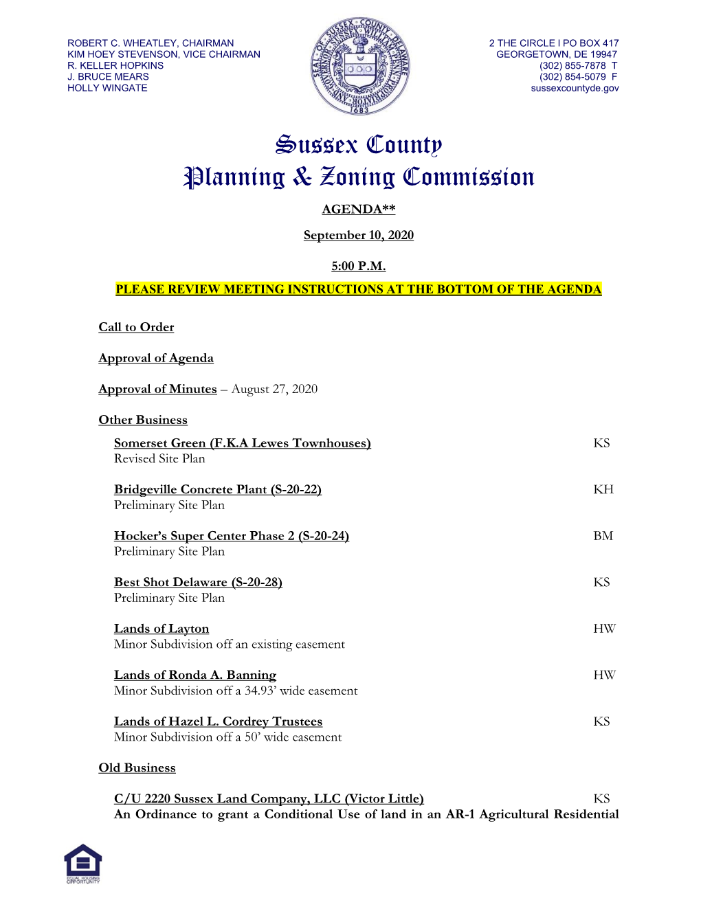 Sussex County Planning & Zoning Commission