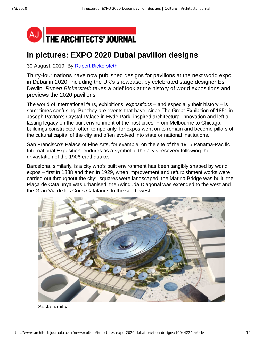 In Pictures: EXPO 2020 Dubai Pavilion Designs | Culture | Architects Journal