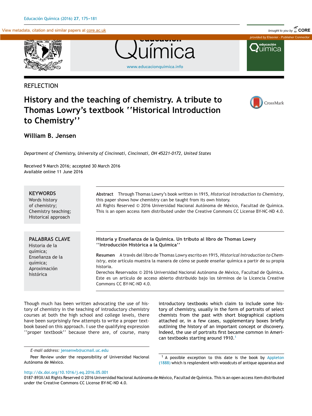 Historical Introduction to Chemistry