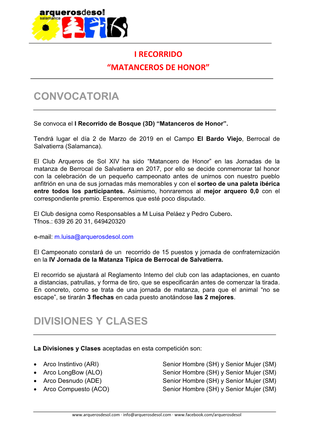 Convocatoria Divisiones Y Clases