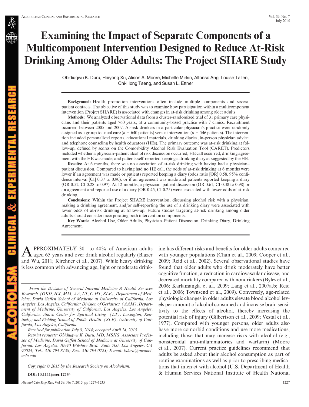 Risk Drinking Among Older Adults: the Project SHARE Study