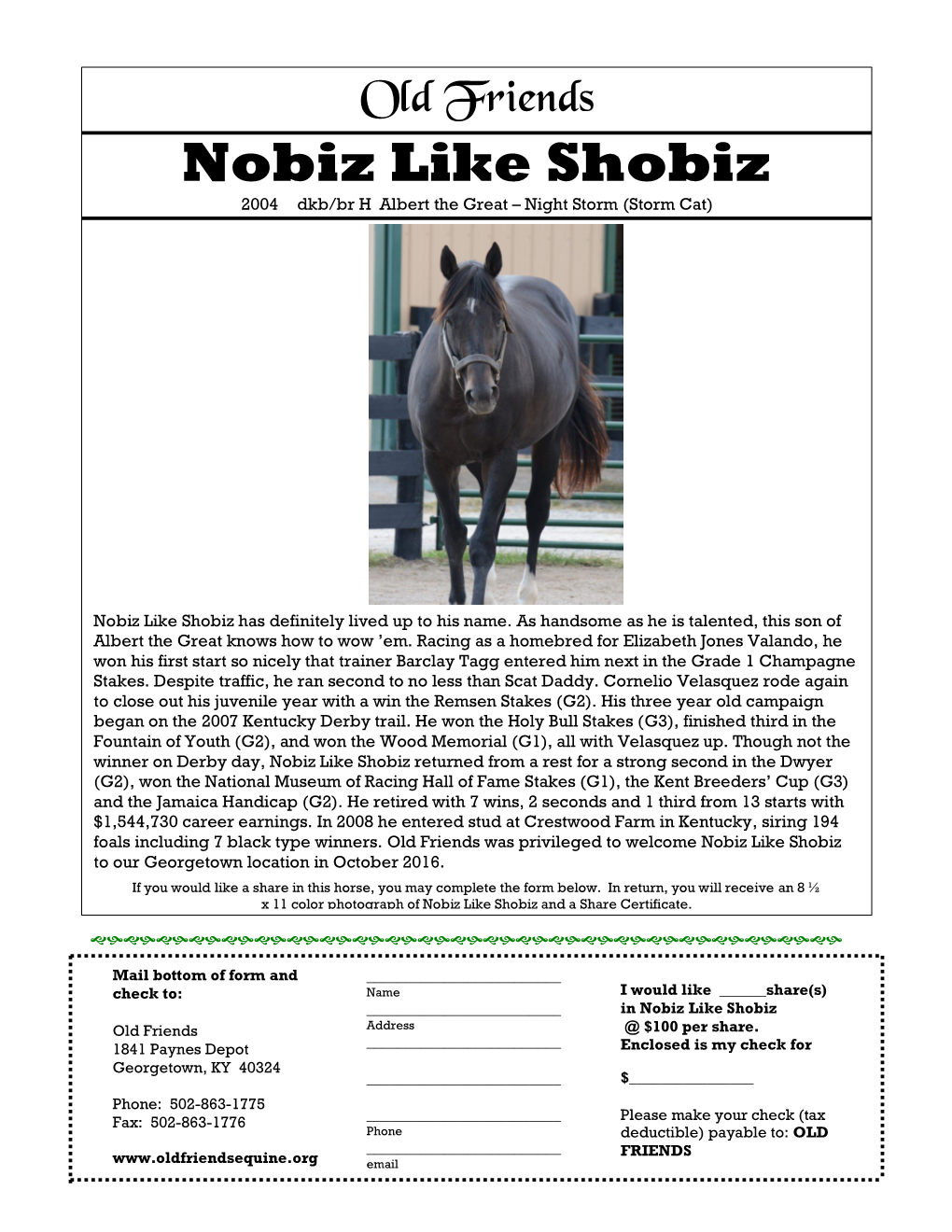 Nobiz Like Shobiz 2004 Dkb/Br H Albert the Great – Night Storm (Storm Cat)