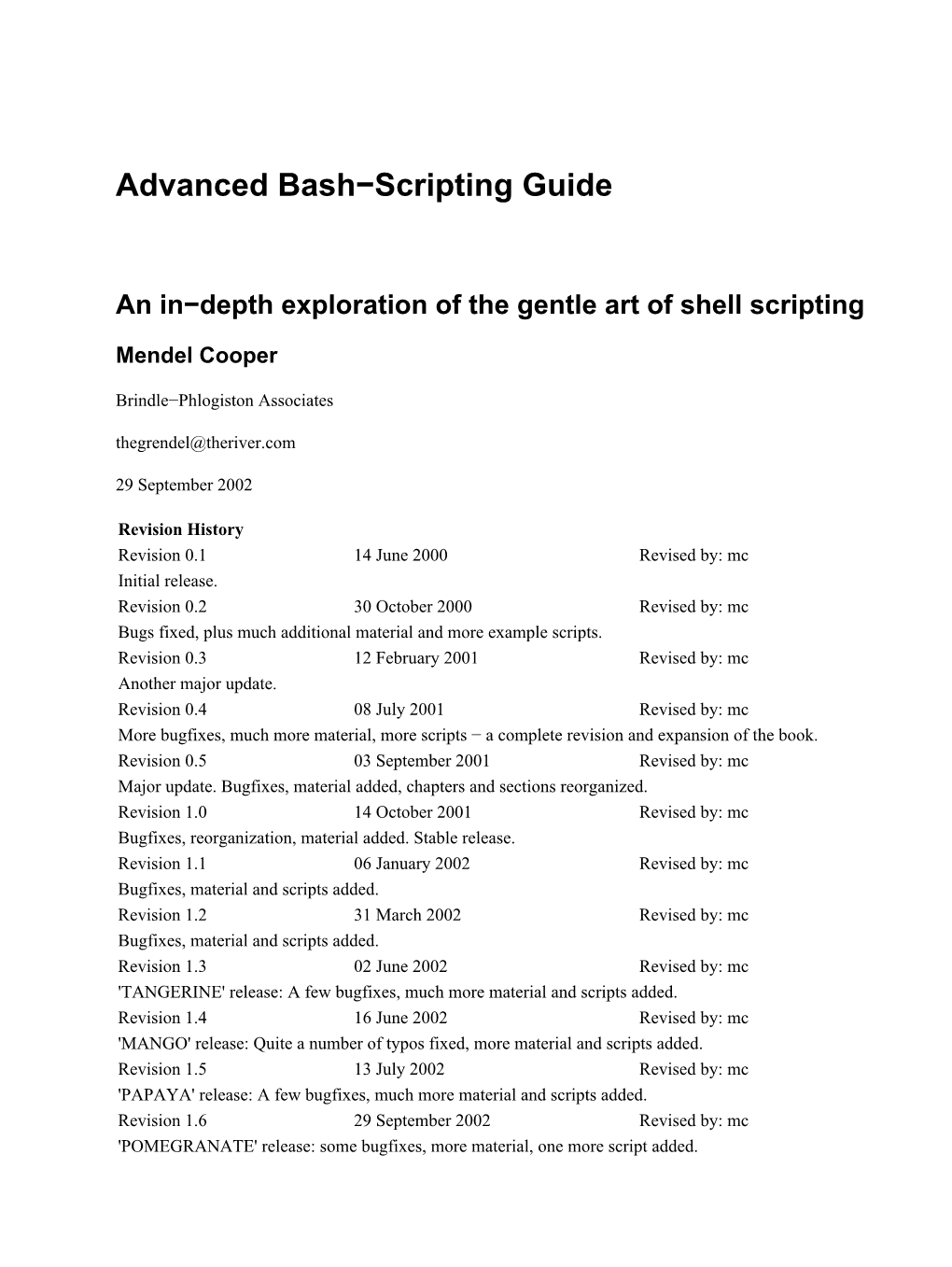 Advanced Bash-Scripting Guide