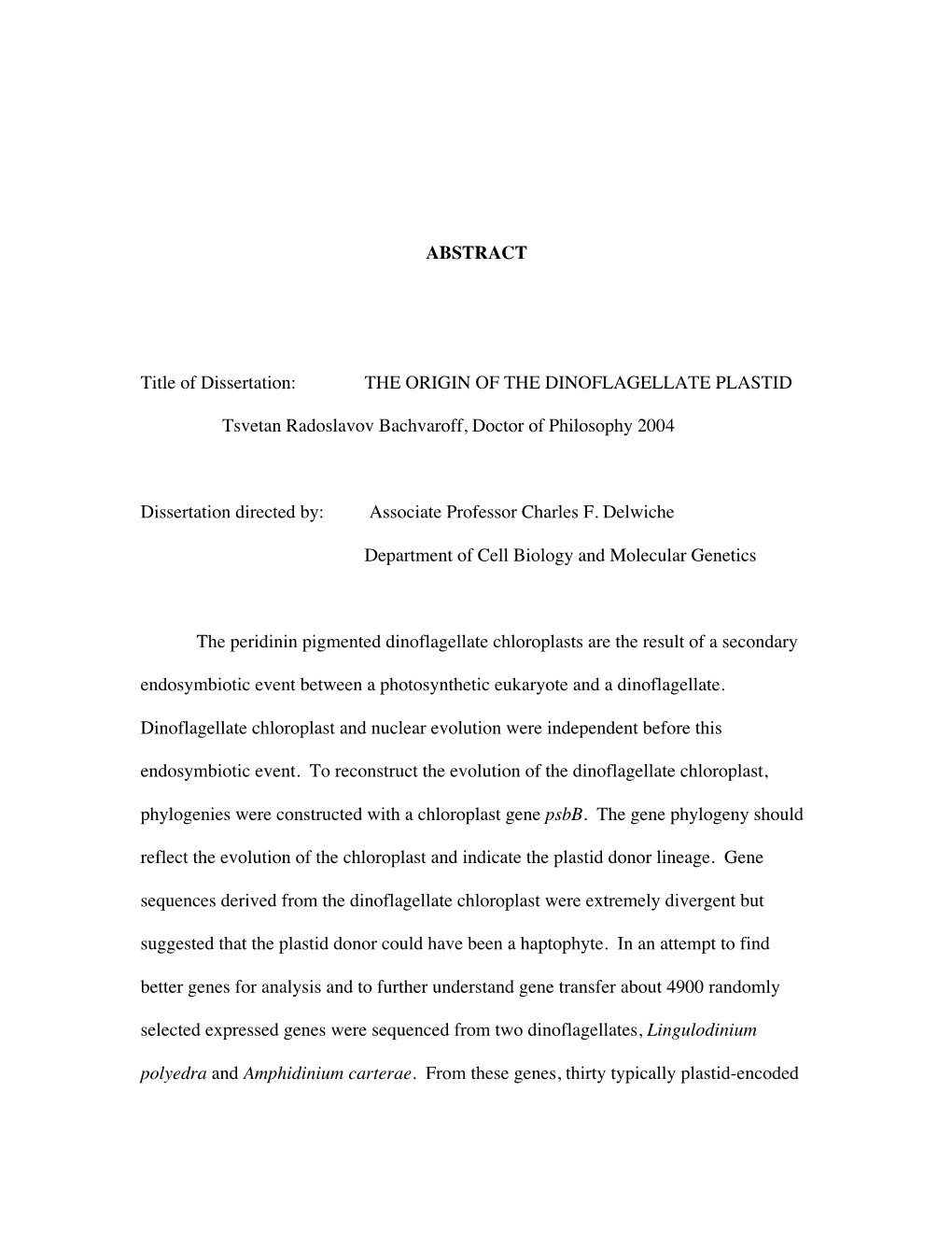 ABSTRACT Title of Dissertation