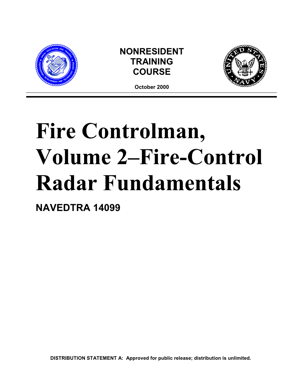 Fire Controlman, Volume 2–Fire-Control Radar Fundamentals NAVEDTRA 14099