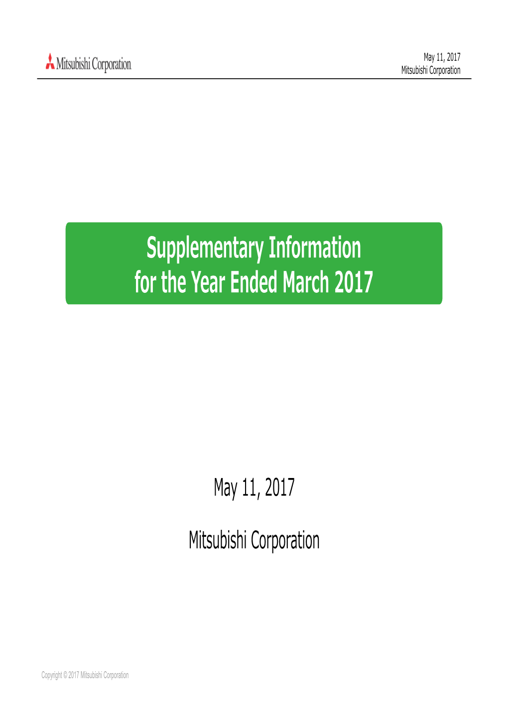 Supplementary Information to Fiscal Year Ended March 2017 (PDF:2.3MB)