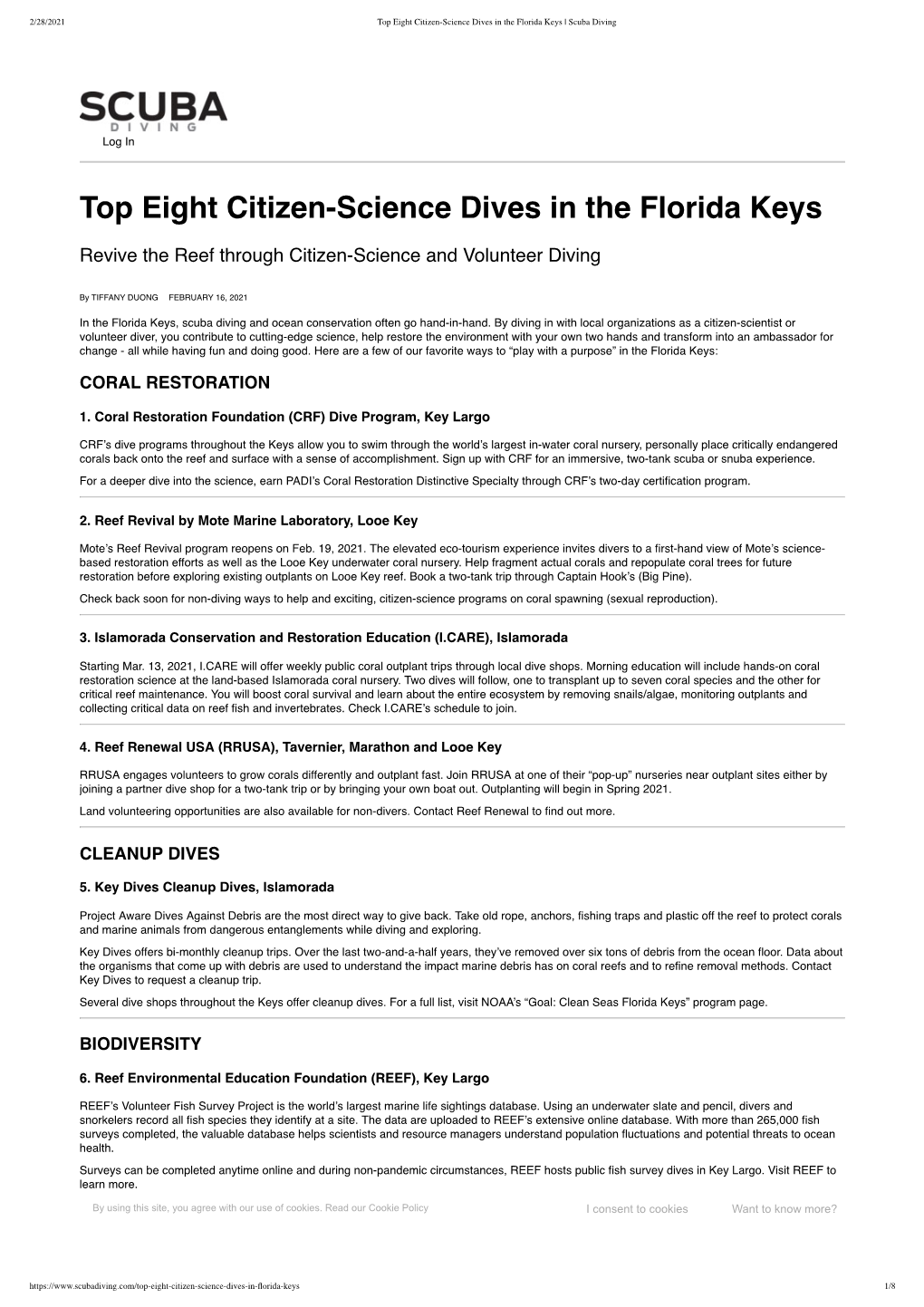 Top Eight Citizen-Science Dives in the Florida Keys | Scuba Diving