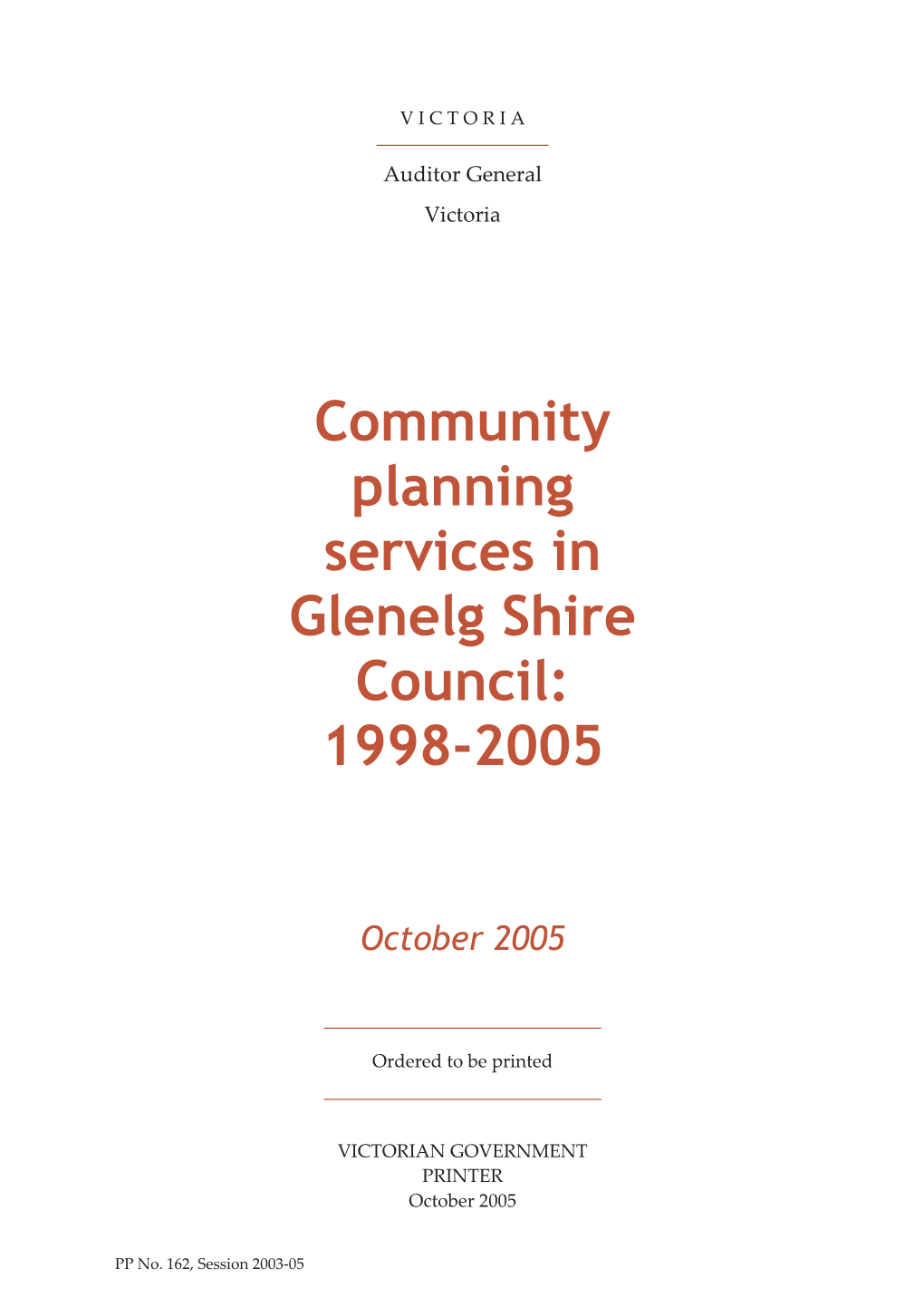 Community Planning Services in Glenelg Shire Council: 1998-2005