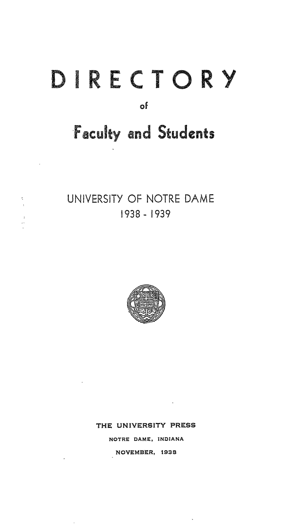 Notre Dame Directory, 1938