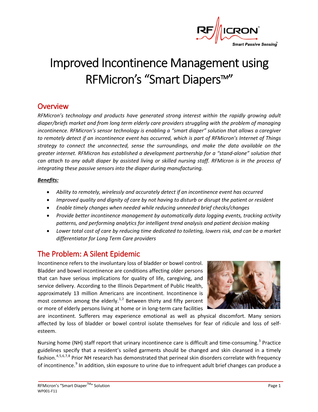 Improved Incontinence Management Using Rfmicron's “Smart Diaperstm”