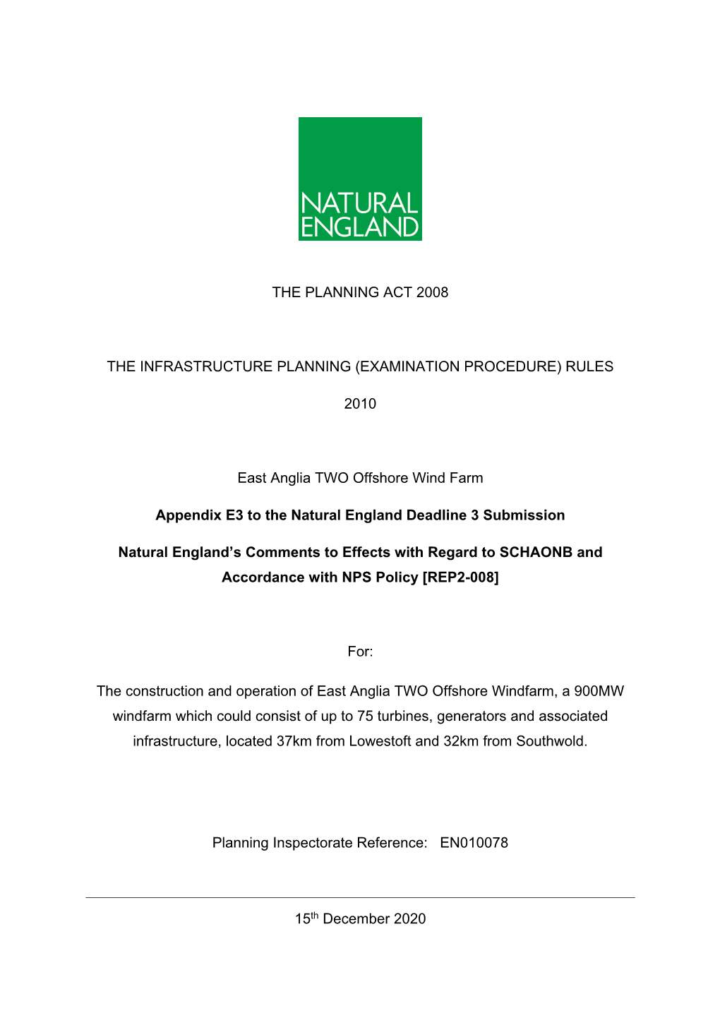 RULES 2010 East Anglia TWO Offshore Wind Farm Appendix