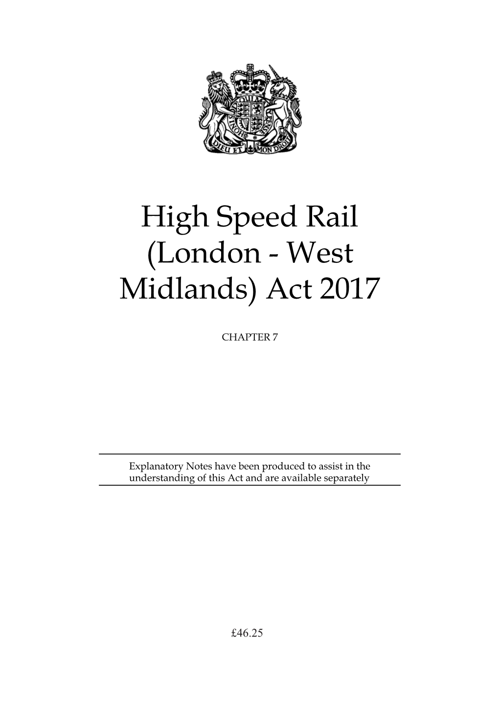 High Speed Rail (London - West Midlands) Act 2017