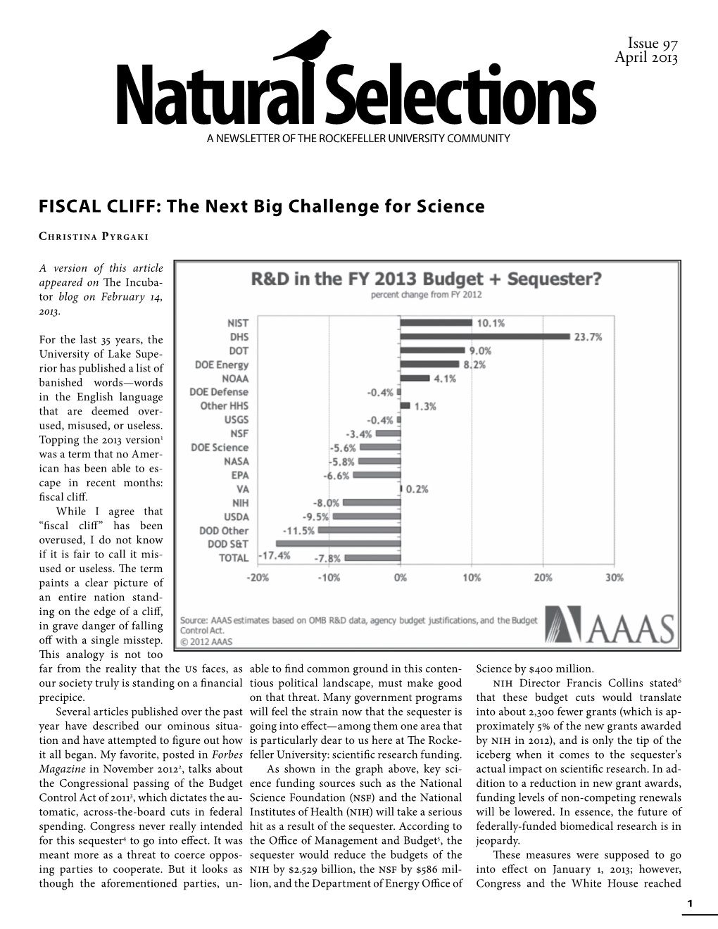 FISCAL CLIFF: the Next Big Challenge for Science