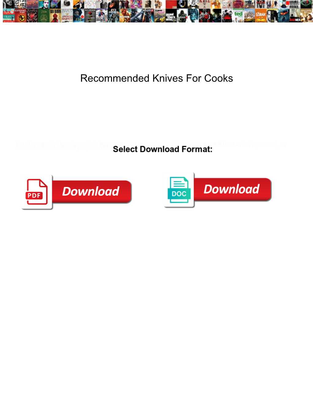 Recommended Knives for Cooks