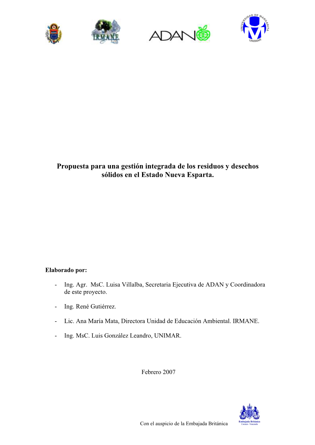 Propuesta Para Una Gestión Integrada De Los Residuos Y Desechos Sólidos En El Estado Nueva Esparta