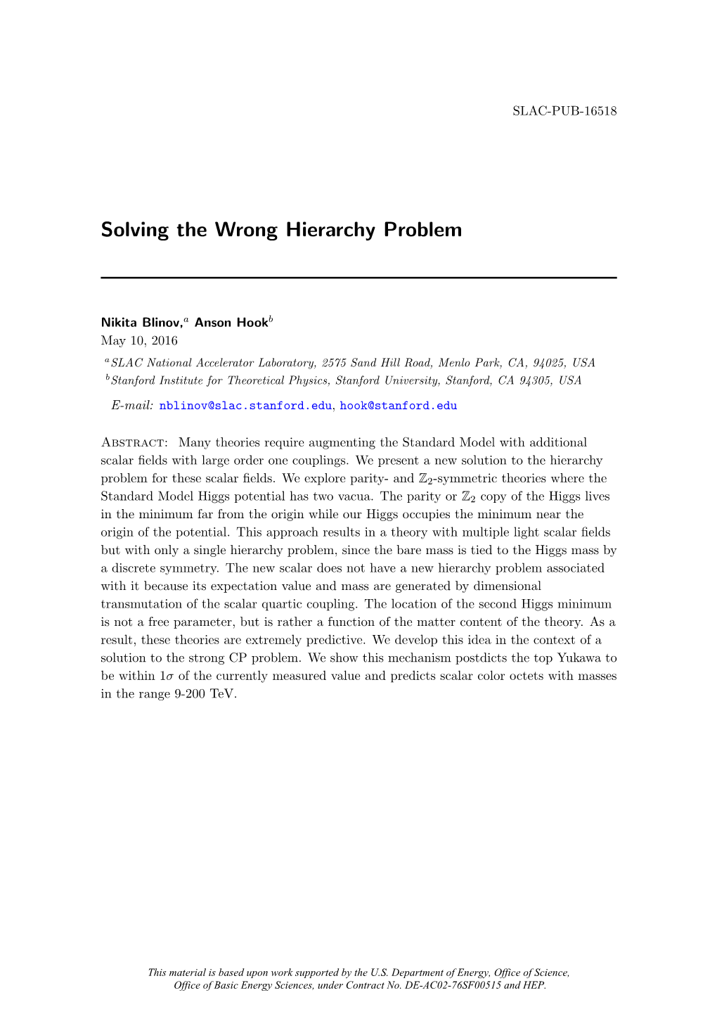 Solving the Wrong Hierarchy Problem