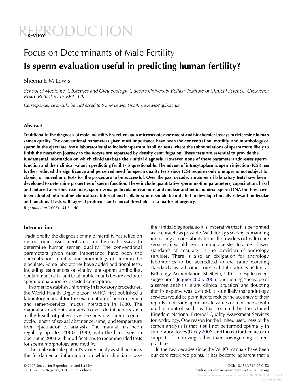 Is Sperm Evaluation Useful in Predicting Human Fertility?