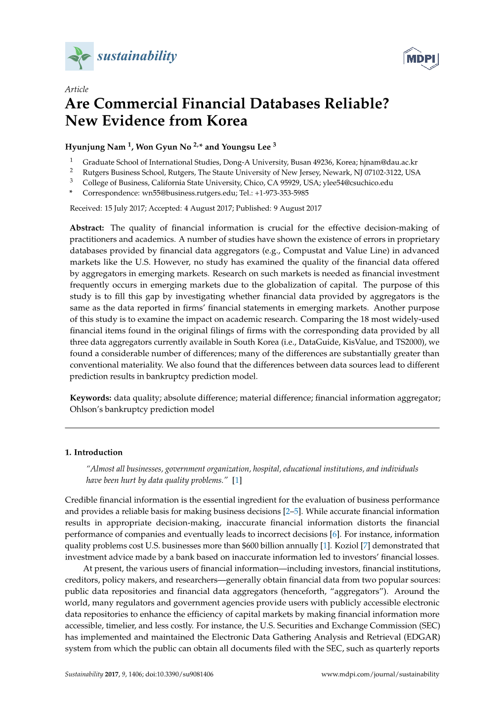 Are Commercial Financial Databases Reliable? New Evidence from Korea