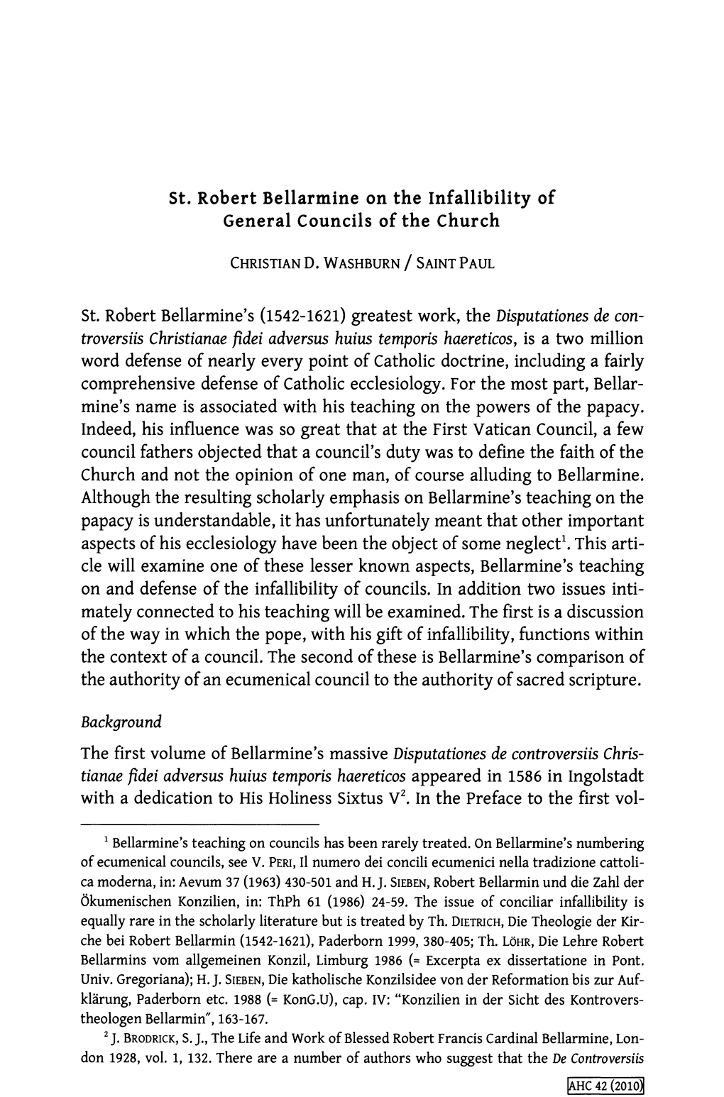 St. Robert Bellarmine on the Infallibility of General Councils of the Church