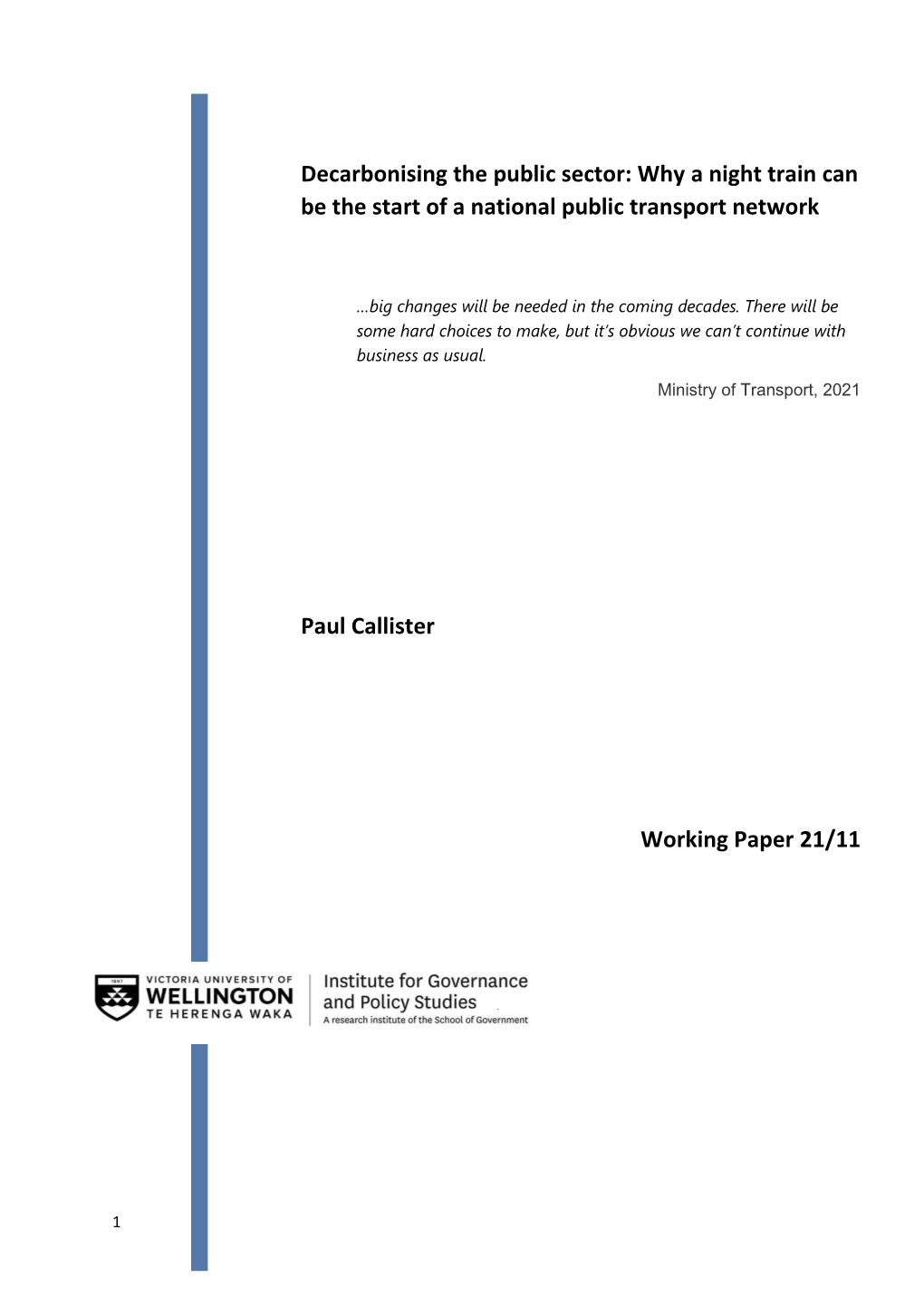 Decarbonising the Public Sector: Why a Night Train Can Be the Start of a National Public Transport Network