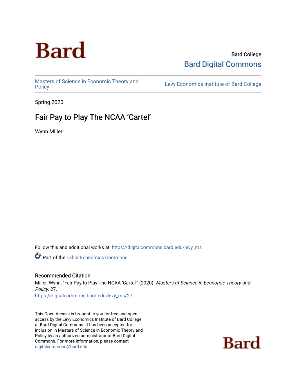 Fair Pay to Play the NCAA 'Cartel'