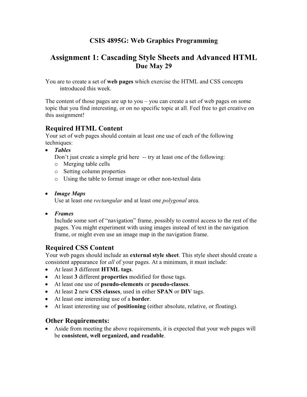 CSIS 4895G: Web Graphics Programming