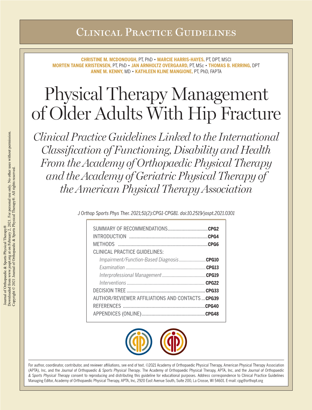 Physical Therapy Management of Older Adults with Hip Fracture