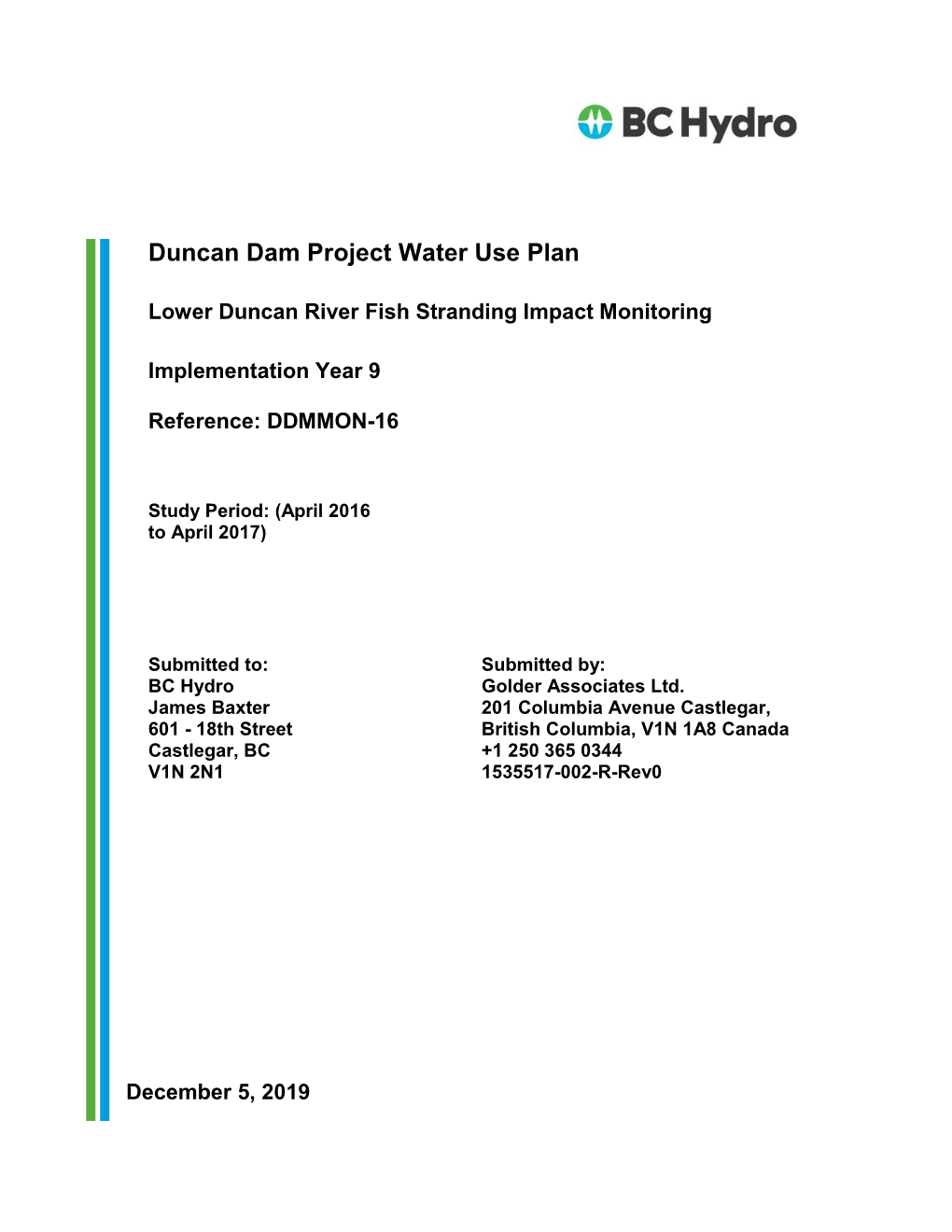 Duncan Dam Project Water Use Plan