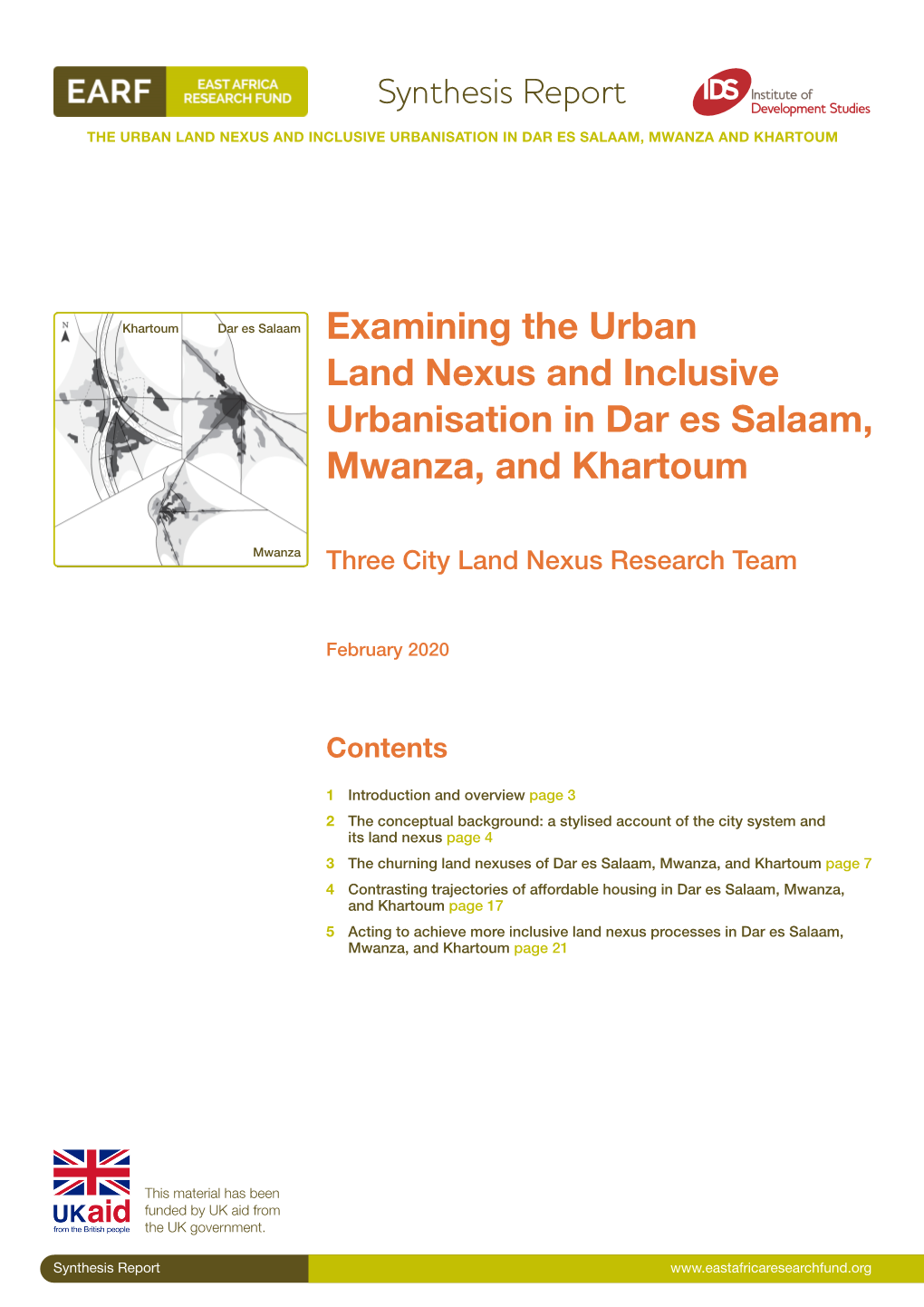 Examining the Urban Land Nexus and Inclusive Urbanisation in Dar Es Salaam, Mwanza, and Khartoum