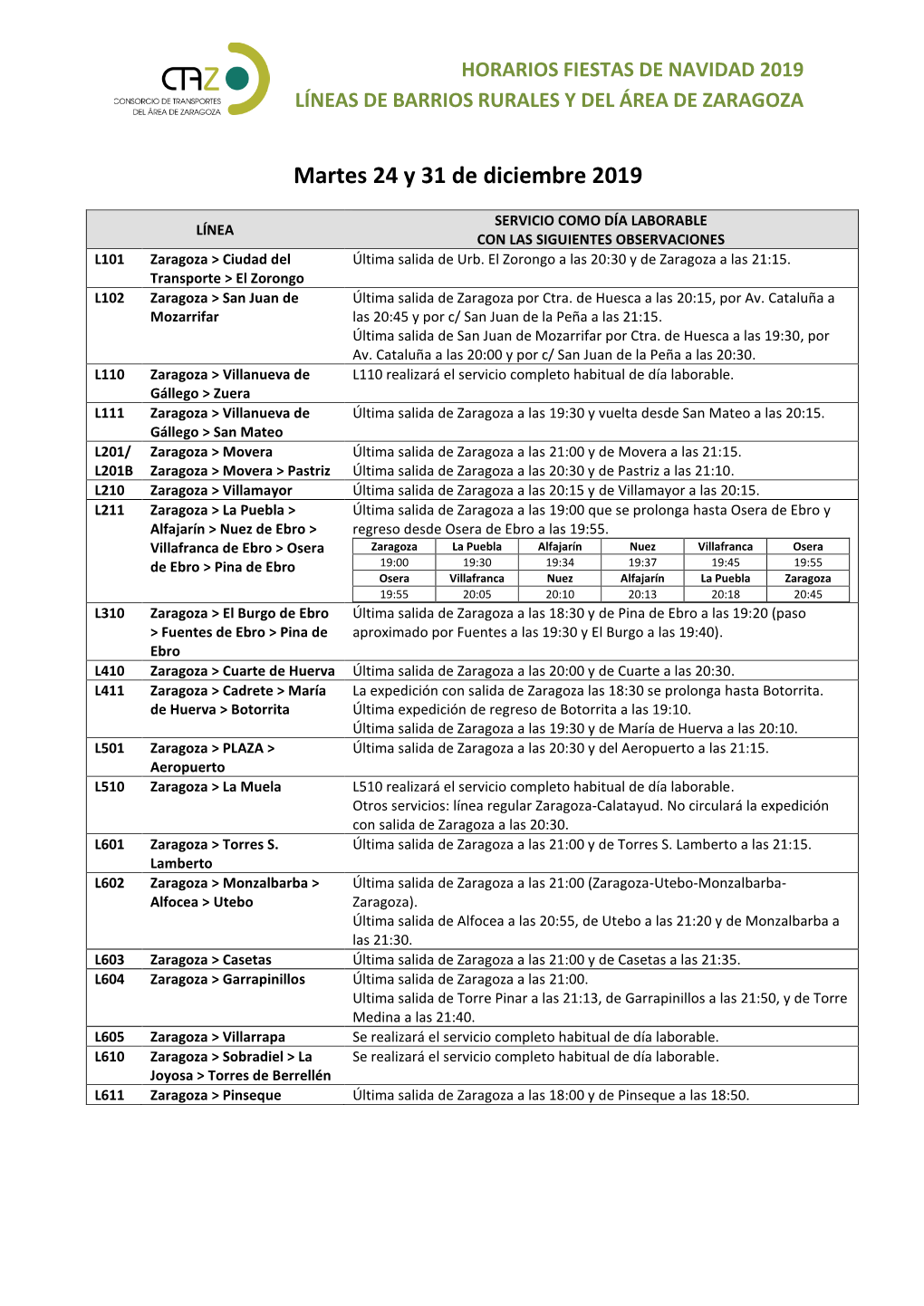 Martes 24 Y 31 De Diciembre 2019