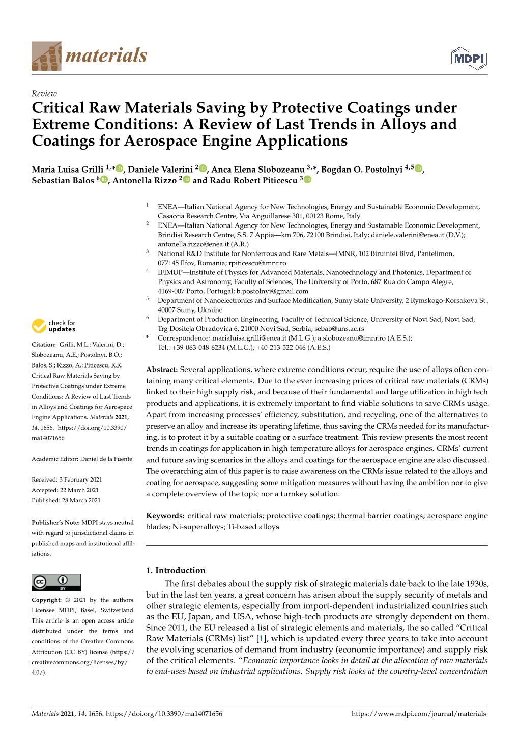 Critical Raw Materials Saving by Protective Coatings Under Extreme Conditions: a Review of Last Trends in Alloys and Coatings for Aerospace Engine Applications