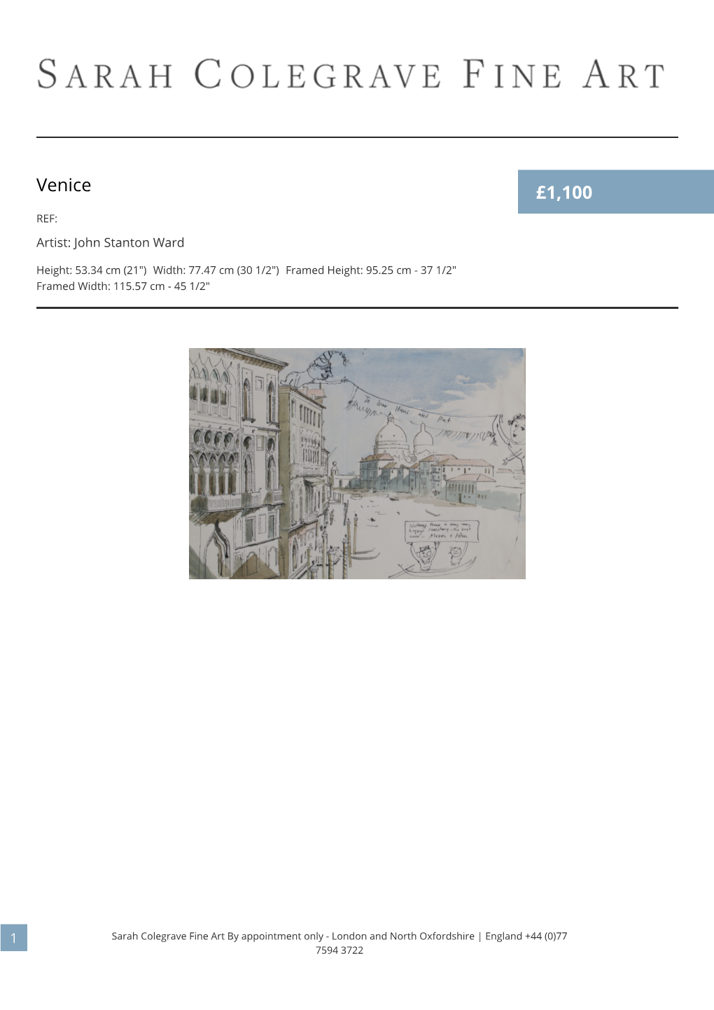 Venice £1,100 REF: Artist: John Stanton Ward