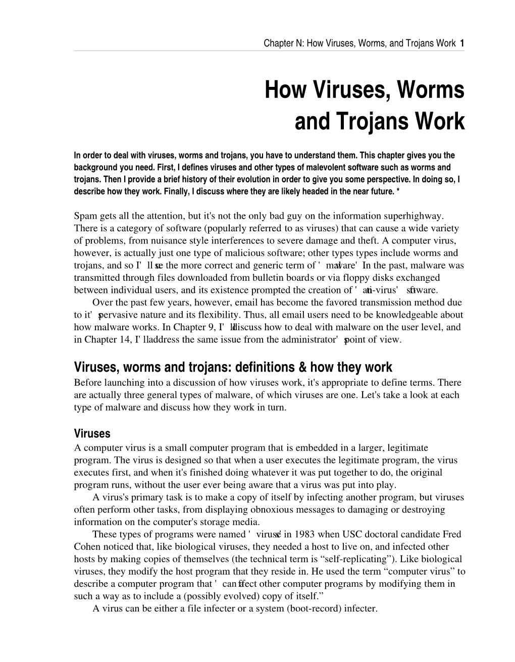 How Viruses, Worms and Trojans Work