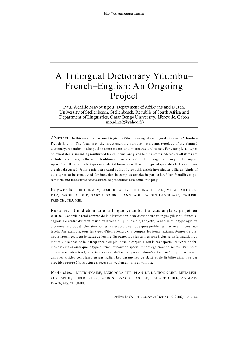 A Trilingual Dictionary Yilumbu