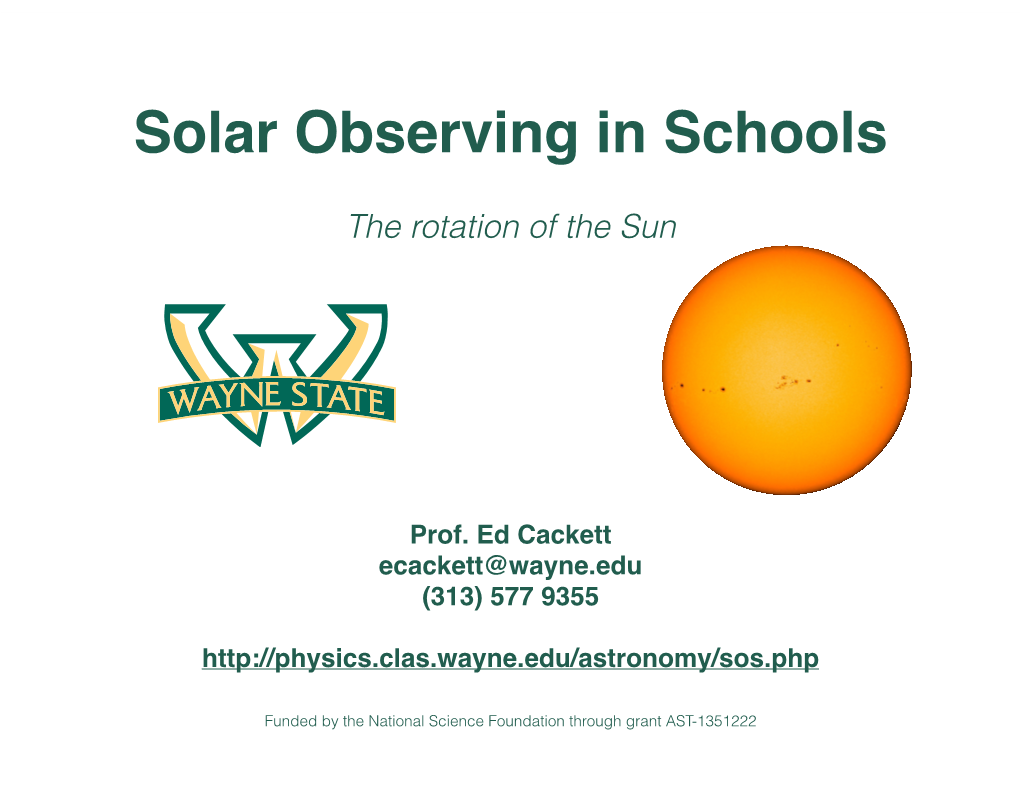 Solar Observing in Schools