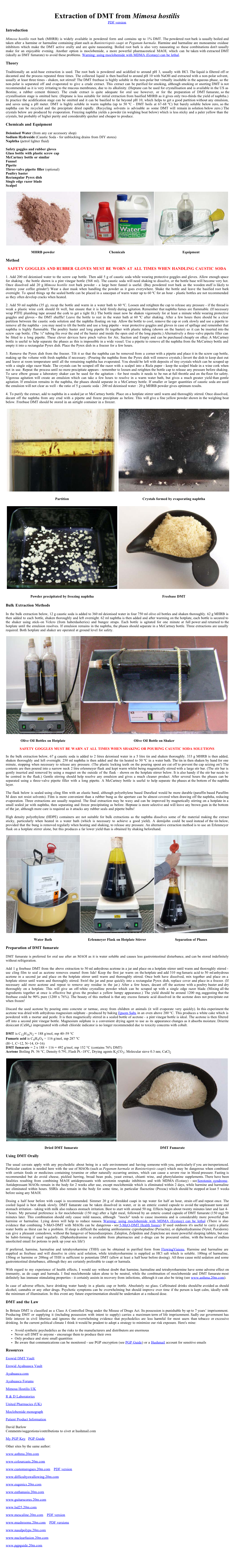 Extraction of DMT from Mimosa Hostilis PDF Version Introduction