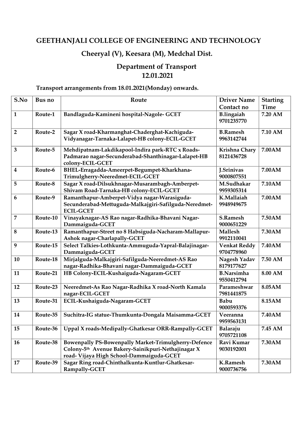 GEETHANJALI COLLEGE of ENGINEERING and TECHNOLOGY Cheeryal (V), Keesara (M), Medchal Dist