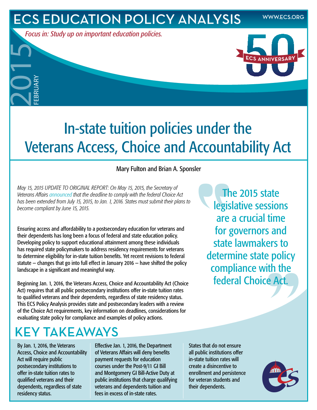 In-State Tuition Policies Under the Veterans Access, Choice And